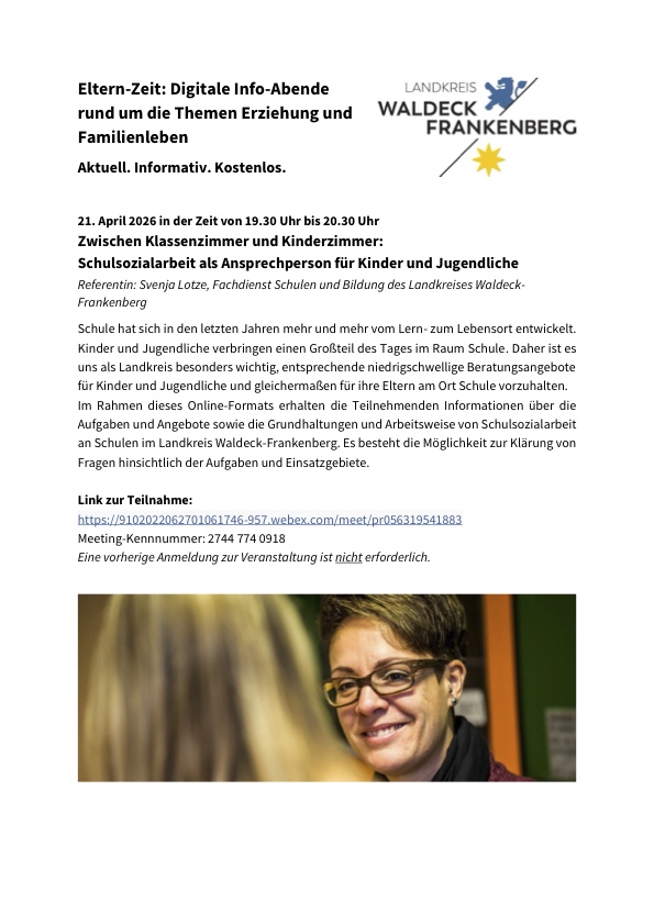 Werbung 21.04.2026 Aufgaben und Angebote der Schulsozialarbeit