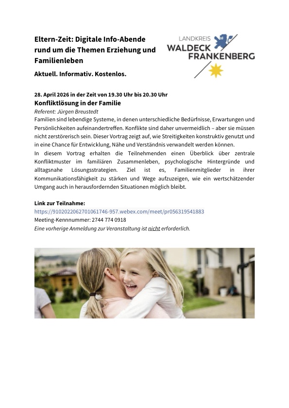 Werbung 28.04.2026 Konfliktlösung in der Familie