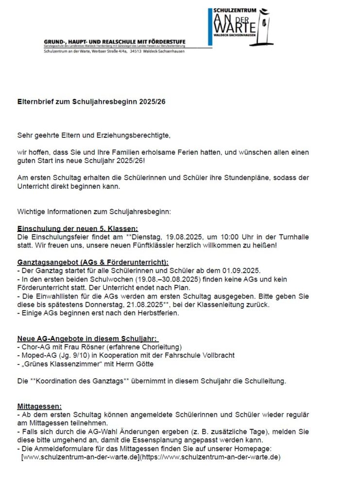 2025 08 Elternbrief zum Schuljahresbeginn1