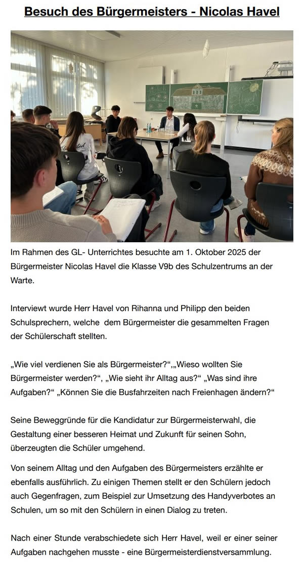 2025 11 28 Buergermeister Nicolas Havel zu Besuch